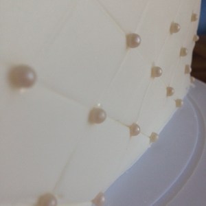 Close up of the quilting and the sugar balls